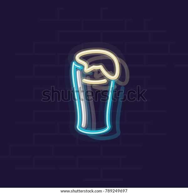 Download Neon Glass Irish Stout Beer Full Stock Vector Royalty Free 789249697 Yellowimages Mockups