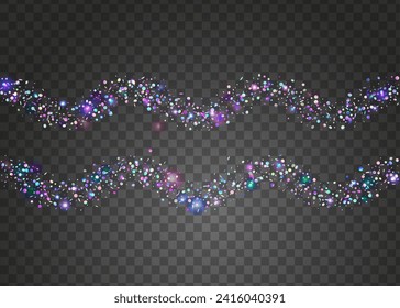 Neon Glitter. Disco Pattern. Carnaval Sparkle. Cristal Banner. Digital Poster. Purple 3d Burst. Holographic Confetti. Light Isolated Explosion. Blue Neon Glitter