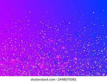 Neon Glitter. Iridescent Sparkle. Cristal Banner. Modern Poster. Laser Isolated Template. Happy Pattern. Blue Light Tinsel. Festive Background. Purple Neon Glitter