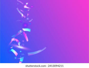 Neon Glitter. Surprise Banner. Color Effect. Isolated Poster. Purple Light Confetti. Glare Iridescent Illustration. Retro Pattern. Celebrate Background. Pink Neon Glitter