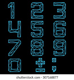  Neon glittering alphabet - numbers (figures). 