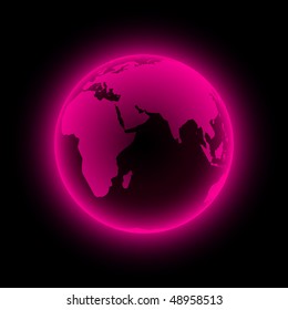 Neon Globe Icon. Vector Illustration.