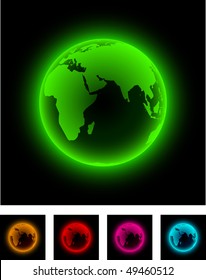 Neon Globe Icon. Vector Illustration.