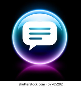 neon glossy web icon - chat