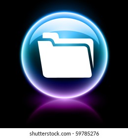 neon glossy web icon - folder