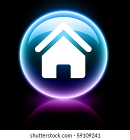 neon glossy web icon - home