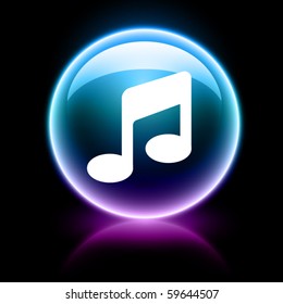 Neon Glossy Web Icon - Music