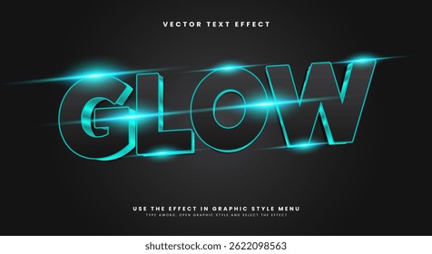 Modelo de efeito de texto editável 3d com brilho de néon adequado para tema de tecnologia