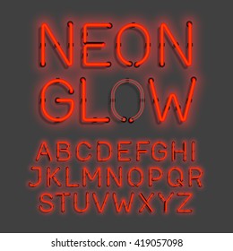 Neon Glow alphabet vector illustration