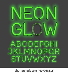 Neon Glow alphabet vector illustration