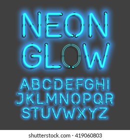 Neon Glow alphabet vector illustration