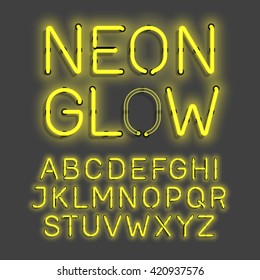 Neon Glow Alphabet Vector Illustration
