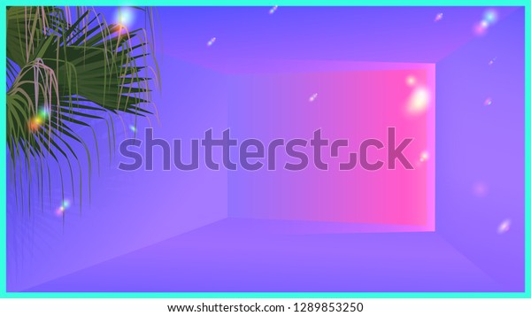 Neon Glow Ambient Room Tropical Palm Stock Vector Royalty Free