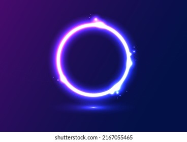 Neon Glow Circle Ring Drop Liquida Fantasía Futurista Resumen Fondo, Cyberpunk, Magic, Portal, Retro Futuro Concepto