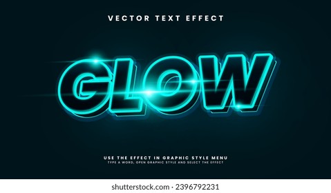 Neon glow editable text style effect. Vector text effect with blue neon lights for a technology theme.