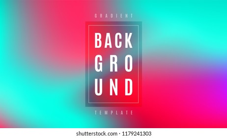 Neon Glow Gradient Background Template. Light Colorful Blend Wavy Layout. Cover Blurred Space Style Gradient Backdrop. Flat Vector Background.