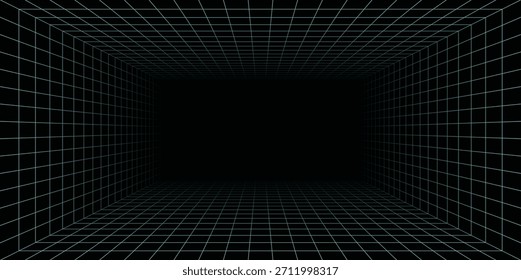 Neon Glow Perspektive Gitter Raum endlosen Raum Hintergrund Vektor dünne Linien Element Design fit für Poster, Tapete, Hintergrund