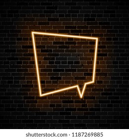 neon glow speech bubble on dark brick wall background