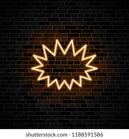 neon glow speech bubble on dark brick wall background