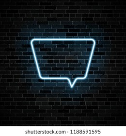 neon glow speech bubble on dark brick wall background