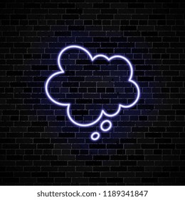 neon glow speech bubble on dark brick wall background
