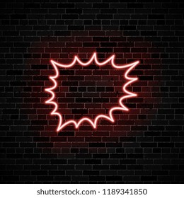 neon glow speech bubble on dark brick wall background