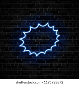 neon glow speech bubble on dark brick wall background