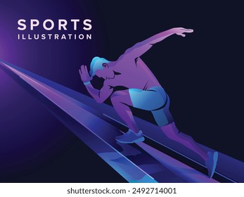 Neon Glow Speed Running Illustration 