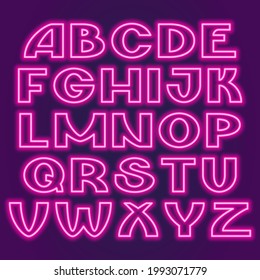 Neon leuchtende Schriftart. Vektorgrafik