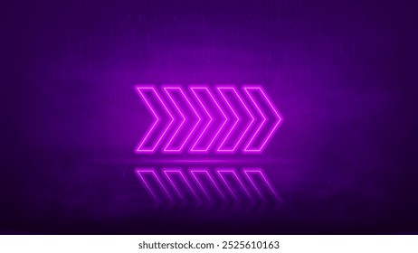 Neon glowing Arrow sign. Vector illustration.