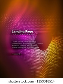 Neon glowing background for landing page. Vector illustration