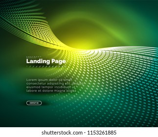 Neon glowing background for landing page. Vector illustration