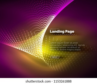 Neon glowing background for landing page. Vector illustration