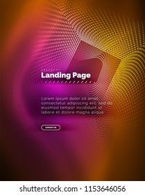 Neon glowing background for landing page. Vector illustration