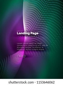 Neon glowing background for landing page. Vector illustration