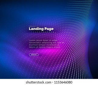 Neon glowing background for landing page. Vector illustration