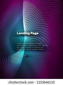 Neon glowing background for landing page. Vector illustration