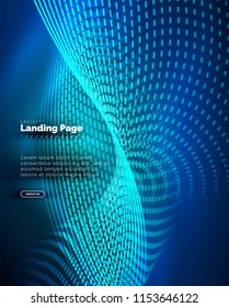 Neon glowing background for landing page. Vector illustration