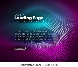 Neon glowing background for landing page. Vector illustration