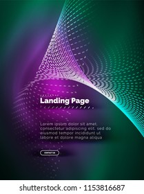 Neon glowing background for landing page. Vector illustration