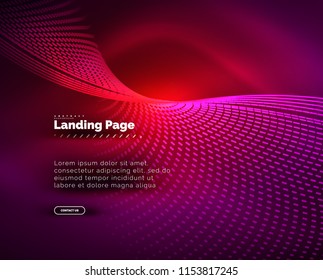 Neon glowing background for landing page. Vector illustration