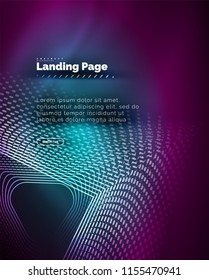 Neon glowing background for landing page. Vector illustration