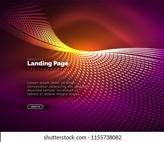 Neon glowing background for landing page. Vector illustration