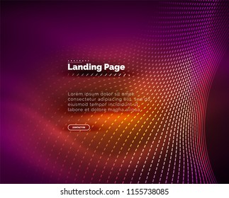 Neon glowing background for landing page. Vector illustration