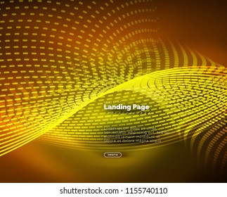Neon glowing background for landing page. Vector illustration