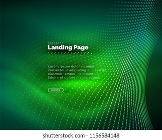Neon glowing background for landing page. Vector illustration