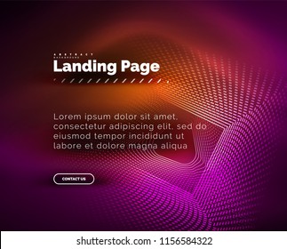 Neon glowing background for landing page. Vector illustration