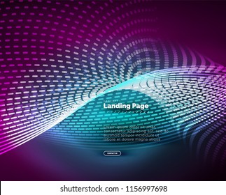 Neon glowing background for landing page. Vector illustration