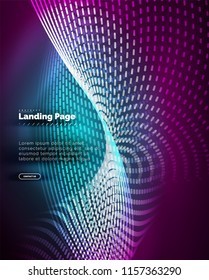 Neon glowing background for landing page. Vector illustration