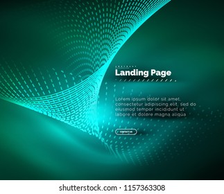 Neon glowing background for landing page. Vector illustration